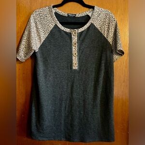 Gray and Cream Women's Top